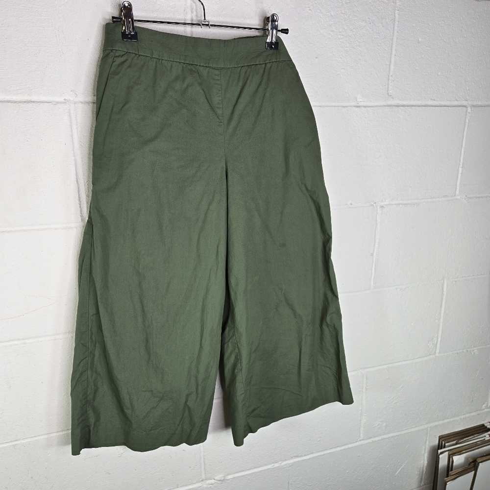 J. Crew Rory Green Cotton Wide Leg Cropped Front Tie Pants - Picture 7 of 8